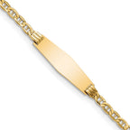 14k Polished Semi-Solid Chain/Solid Plate Anchor Link Soft Diamond Shape 25.5x7.8mm Plate 7 inch ID Bracelet