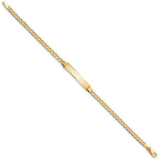 14k Polished Semi-Solid Chain/Solid Plate Cuban Link 25.5x5mm Plate 8 inch ID Bracelet