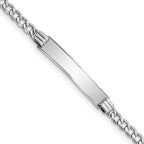 14k White Gold Polished Semi-Solid Chain/Solid Plate Cuban Link 26x5mm Plate 7 inch ID Bracelet