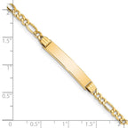 14k Polished Semi-Solid Chain/Solid Plate Figaro Link 25.5x5mm Plate 8 inch ID Bracelet