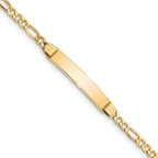 14k Polished Semi-Solid Chain/Solid Plate Figaro Link 25.5x5mm Plate 7 inch ID Bracelet