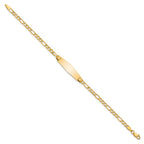 14k Polished Semi-Solid Chain/Solid Plate Figaro Link Soft Diamond Shape 25.5x7.5mm Plate 8 inch ID Bracelet