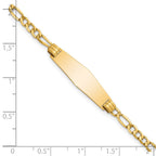 14k Polished Semi-Solid Chain/Solid Plate Figaro Link Soft Diamond Shape 25.5x7.5mm Plate 7 inch ID Bracelet