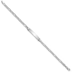 14k White Gold Polished Semi-Solid Chain/Solid Plate Figaro Link 26x5mm Plate 7 inch ID Bracelet