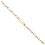 14k Polished Semi-solid Chain/Solid Plate Figaro Link Soft Diamond Shape 28x9.5mm Plate 8 inch ID Bracelet
