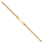 14k Polished Semi-solid Chain/Solid Plate Curb Link Soft Diamond Shape 28x9.5mm Plate 8 inch ID Bracelet