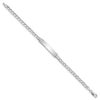 14k White Gold Polished Semi-Solid Chain/Solid Plate Curb Link 33x6.75mm Plate 7 inch ID Bracelet