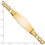 14k Polished Semi-Solid Chain/Solid Plate Curb Link Soft Diamond Shape 39x14mm Plate 8 inch ID Bracelet