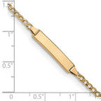 14k Polished Semi-Solid Chain/Solid Plate Cuban Link 20x4.5mm Plate 5.5 inch Baby/Child ID Bracelet