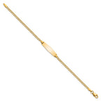 14k Polished Semi-Solid Chain/Solid Plate Cuban Link Soft Diamond Shape 19.5x5.5mm Plate 7 inch ID Bracelet