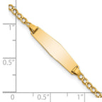 14k Polished Semi-Solid Chain/Solid Plate Cuban Link Soft Diamond Shape 19.5x5.5mm Plate 7 inch ID Bracelet