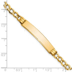 14k Polished Semi-Solid Chain/Solid Plate Cuban Link 35x7mm Plate 7 inch ID Bracelet