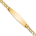 14k Polished Semi-Solid Chain/Solid Plate Cuban Link Soft Diamond Shape 34x10mm Plate 8 inch ID Bracelet