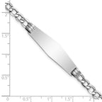 14k White Gold Polished Semi-Solid Chain/Solid Plate Cuban Link Soft Diamond Shape 34x10mm Plate 8 inch ID Bracelet