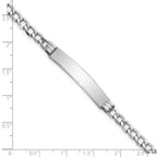 14k White Gold Polished Semi-Solid Chain/Solid Plate Cuban Link 35x7mm Plate 8 inch ID Bracelet