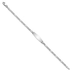 14k White Gold Polished Semi-Solid Chain/Solid Plate Figaro Link Soft Diamond Shape 20x5.5mm Plate 6 inch Baby/Child ID Bracelet