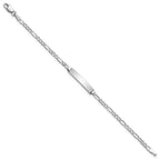 14k White Gold Polished Semi-Solid Chain/Solid Plate Figaro Link 19.5x4.5mm Plate 6 inch Baby/Child ID Bracelet