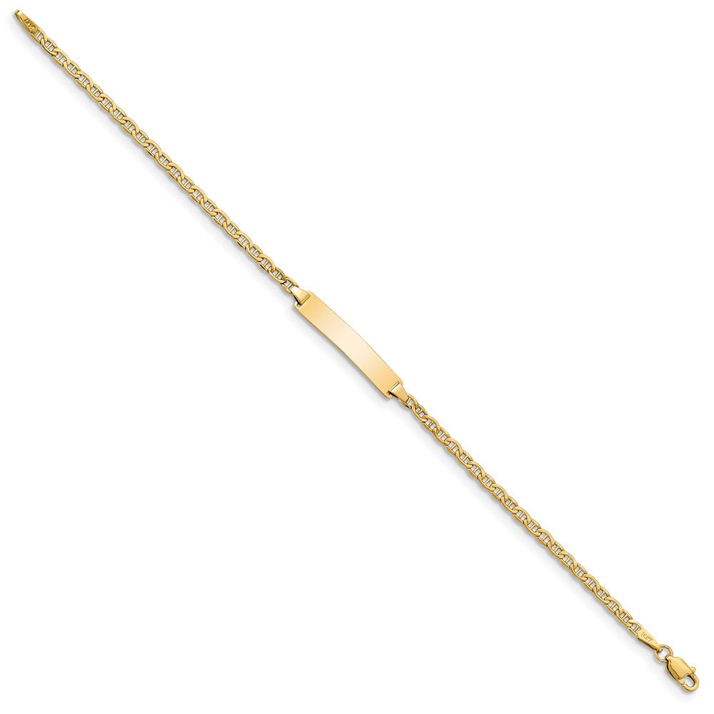 14k Polished Semi-Solid Chain/Solid Plate Anchor Link 23x4.5mm Plate 7 inch ID Bracelet