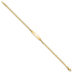 14k Polished Semi-Solid Chain/Solid Plate Anchor Link Soft Diamond Shape 19.5x5.5mm Plate 6 inch Baby/Child ID Bracelet