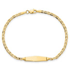 14k Polished Semi-Solid Chain/Solid Plate Anchor Link Soft Diamond Shape 19.5x5.5mm Plate 7 inch ID Bracelet