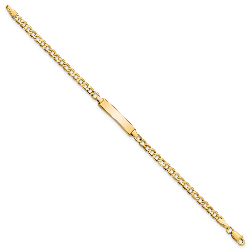 14k Polished Semi-Solid Chain/Solid Plate Cuban Link 19.5x4.5mm Plate 7 inch ID Bracelet