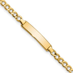 14k Polished Semi-Solid Chain/Solid Plate Cuban Link 19.5x4.5mm Plate 7 inch ID Bracelet
