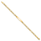 14k Polished Semi-Solid Chain/Solid Plate Figaro Link Soft Diamond Shape 19.5x5.5mm Plate 6 inch Baby/Child ID Bracelet