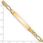 14k Polished Semi-Solid Chain/Solid Plate Figaro Link 39x8mm Plate 8 inch ID Bracelet