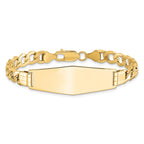 14k Polished Semi-Solid Chain/Solid Plate Curb Link Soft Diamond Shape 39x14mm Plate 7 inch ID Bracelet