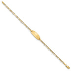 14k Polished Semi-Solid Chain/Solid Plate Figaro Link Oval 18.5x8.5mm Plate 7 inch ID Bracelet