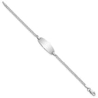 14k White Gold Polished Semi-Solid Chain/Solid Plate Curb Link Oval 18.5x8.5mm Plate 5.5 inch Baby/Child ID Bracelet
