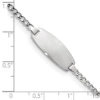 14k White Gold Polished Semi-Solid Chain/Solid Plate Curb Link Oval 18.5x8.5mm Plate 7 inch ID Bracelet