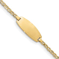 14k Polished Semi-Solid Chain/Solid Plate Anchor Link Oval 18.5x8.5mm Plate 6 inch Baby/Child ID Bracelet