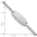 14k White Gold Polished Semi-Solid Chain/Solid Plate Anchor Link Oval 18.5x8.5mm Plate 6 inch Baby/Child ID Bracelet