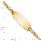 14k Polished Semi-Solid Chain/Solid Plate Anchor Link Oval 25x11.2mm Plate 8 inch ID Bracelet