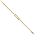 14k Polished Solid Chain/Solid Plate Figaro Link 18.5x5mm Plate 6 inch Baby/Child ID Bracelet