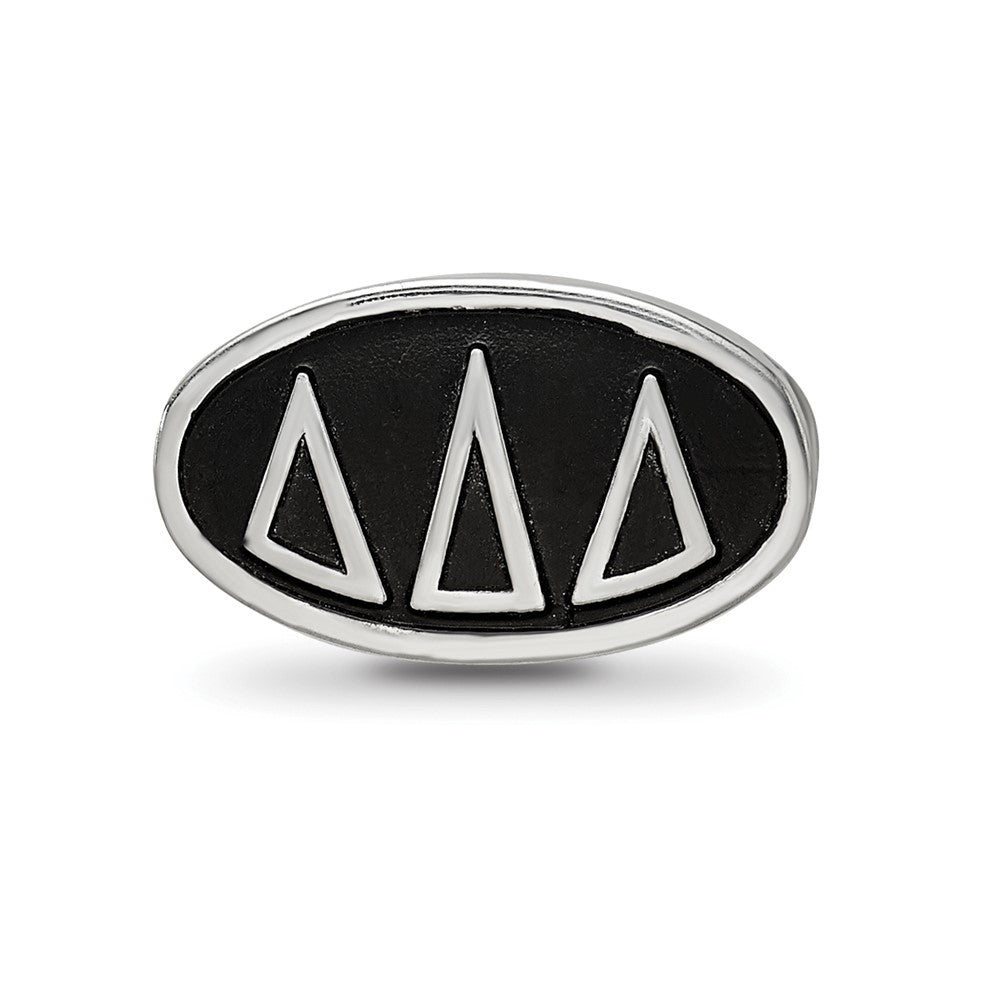 Sterling Silver LogoArt Delta Delta Delta Sorority Greek Letters Enameled Oval Bead