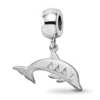 Sterling Silver Rhodium-plated LogoArt Delta Delta Delta Dolphin on Bead