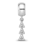 Sterling Silver RH-plated LogoArt Delta Delta Delta Vertical Letters on Bea