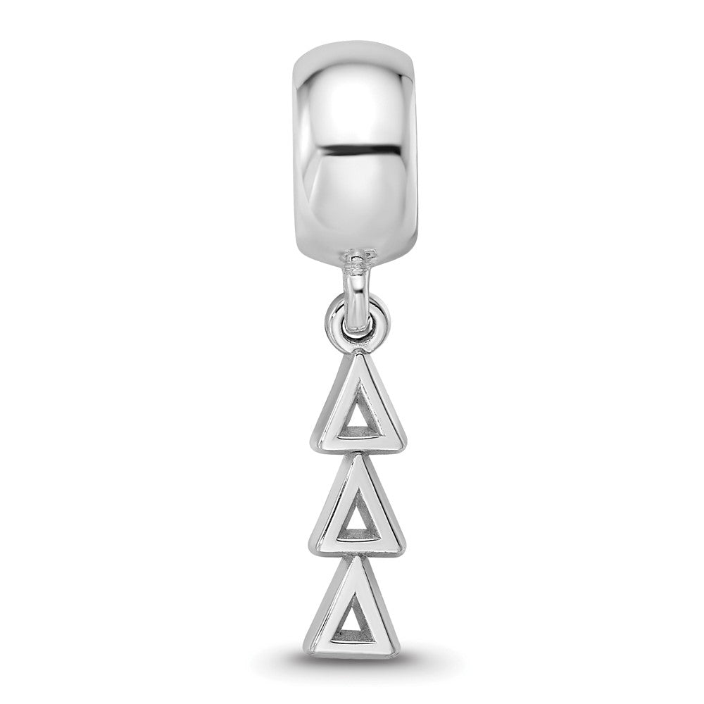 Sterling Silver RH-plated LogoArt Delta Delta Delta Vertical Letters on Bea