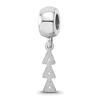 Sterling Silver RH-plated LogoArt Delta Delta Delta Vertical Letters on Bea