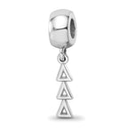 Sterling Silver RH-plated LogoArt Delta Delta Delta Vertical Letters on Bea