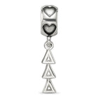 Sterling Silver RH-plate LogoArt Delta Delta Delta Vertical Letters Heart B