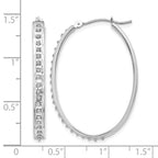 14k White Gold Diamond Fascination Diamond Dust/Accent 4x37mm Oval Hoop Earrings