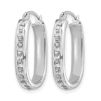 14k White Gold Diamond Fascination Diamond Dust/Accent 3x21mm Oval Hoop Earrings