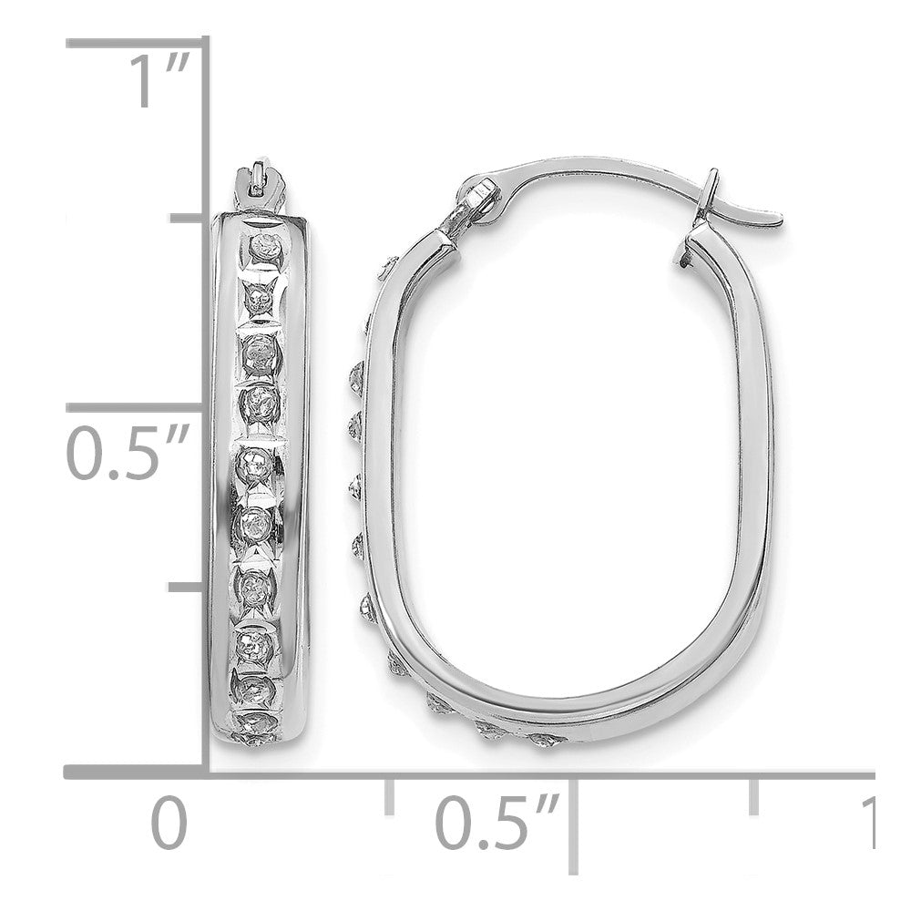 14k White Gold Diamond Fascination Diamond Dust/Accent 3x21mm Oval Hoop Earrings