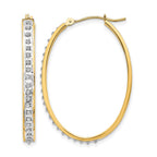 14k Diamond Fascination Diamond Dust/Accent 4x37mm Oval Hoop Earrings