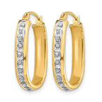 14k Diamond Fascination Diamond Dust/Accent 3x21mm Oval Hoop Earrings