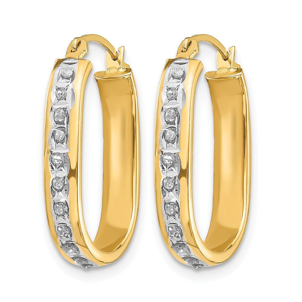 14k Diamond Fascination Diamond Dust/Accent 3x21mm Oval Hoop Earrings