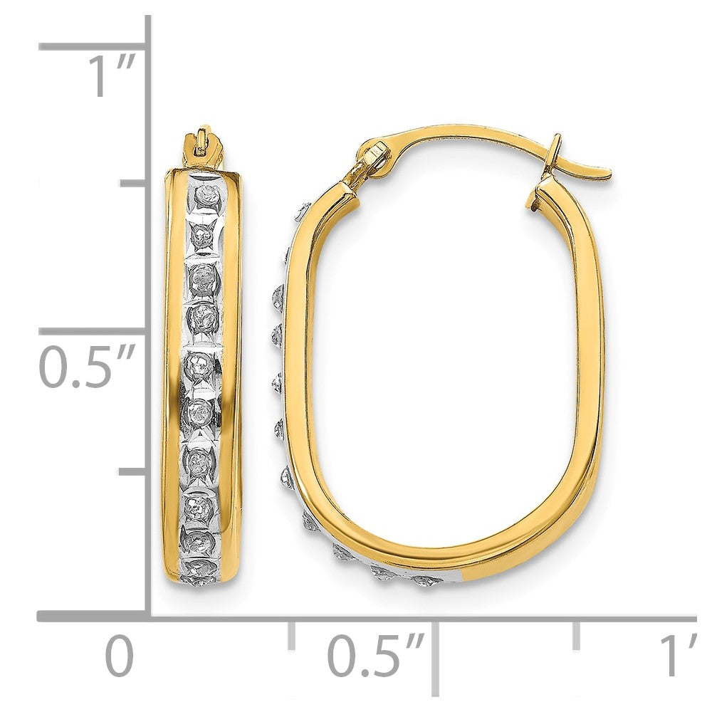14k Diamond Fascination Diamond Dust/Accent 3x21mm Oval Hoop Earrings